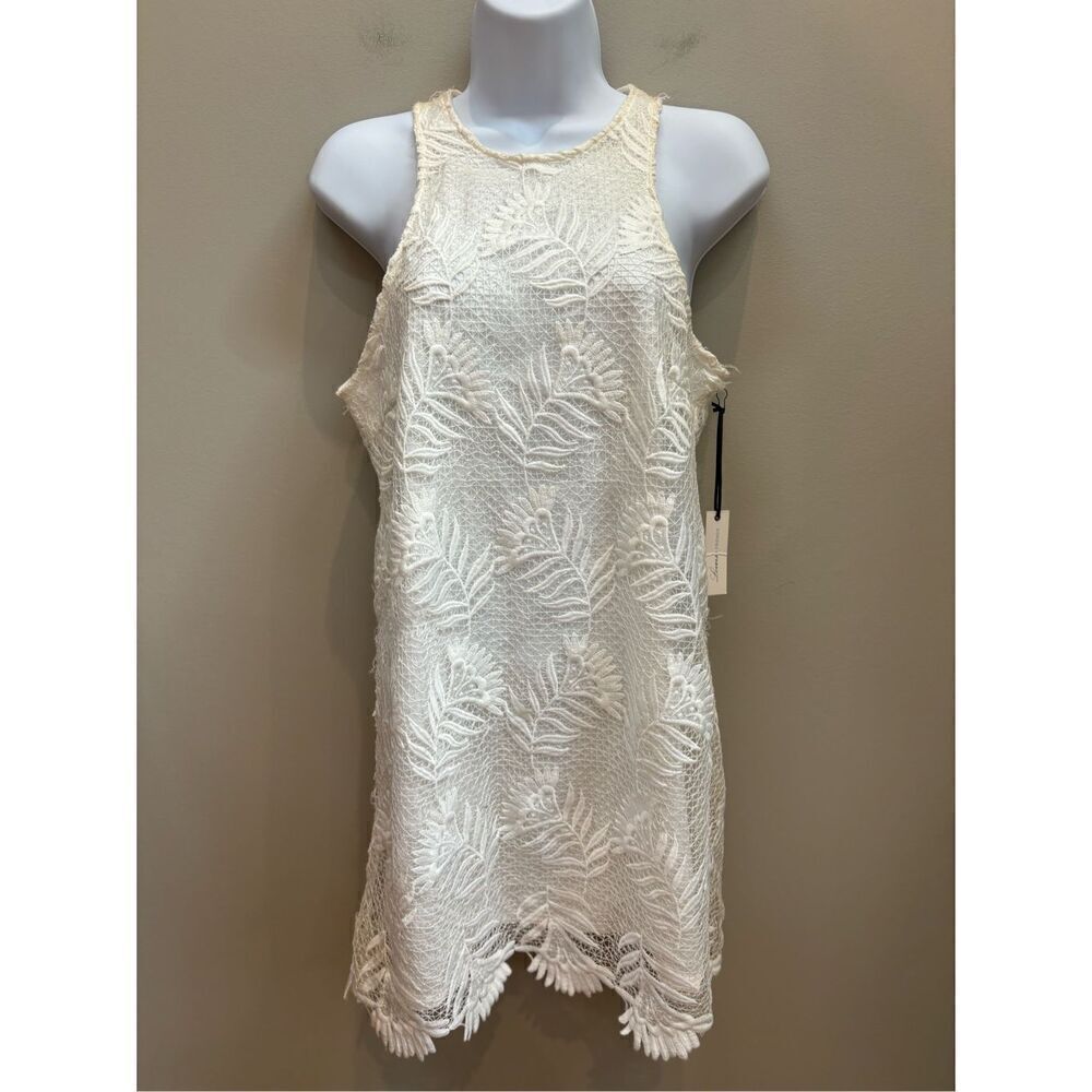 Lovers & Friends S NWT white caspian lace dress w-scallop hem